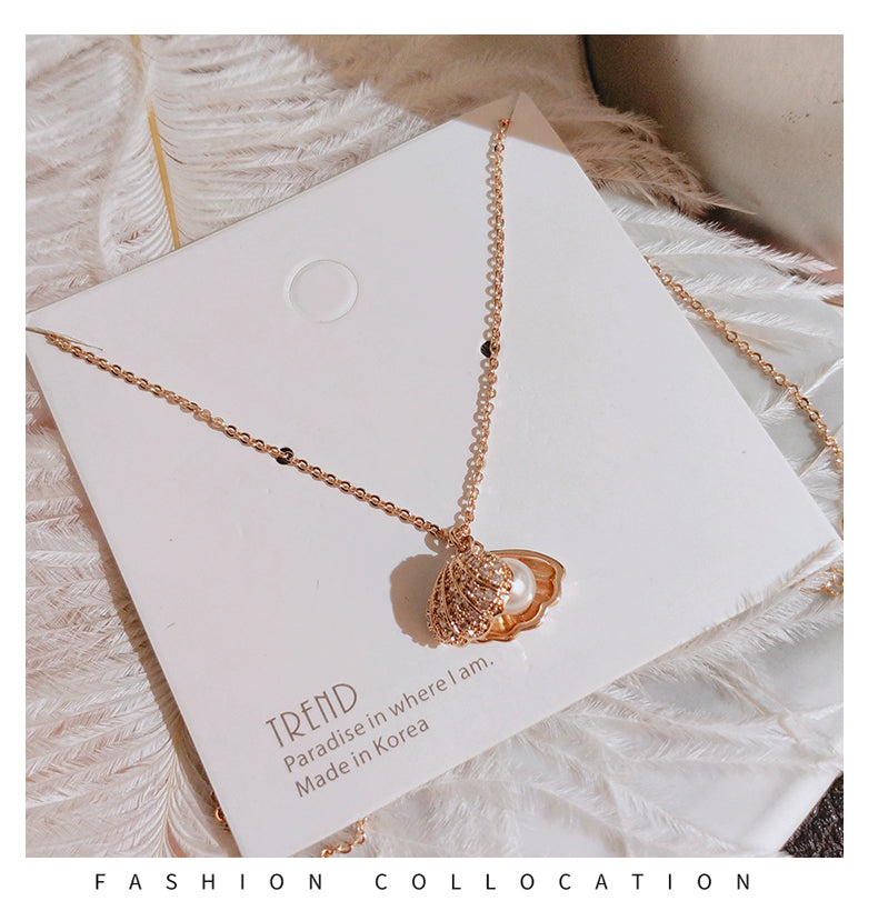 INS Necklace Women's Korean Internet Celebrity Same Style Shell Pearl