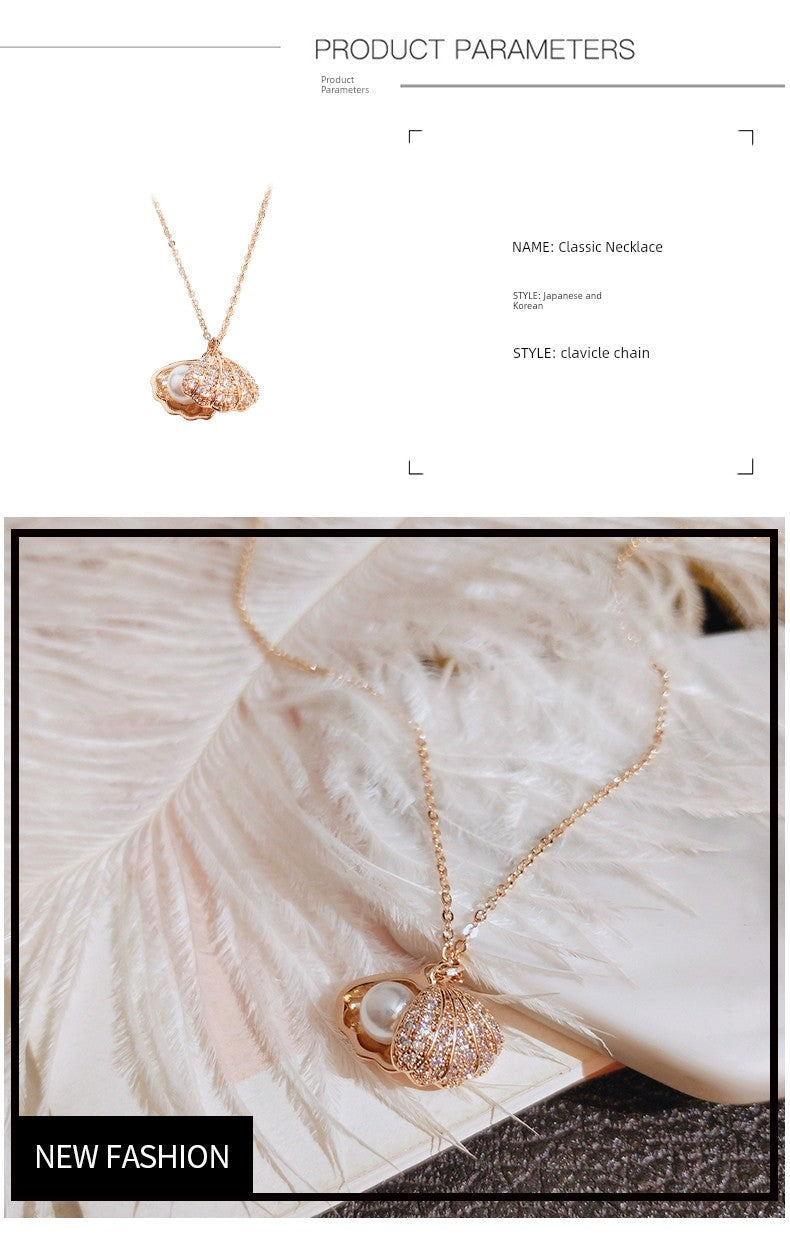 INS Necklace Women's Korean Internet Celebrity Same Style Shell Pearl