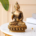 Buddha Statue 8 Inch Brass Buddha Idol Sculpture for Home Living Room Zen Decor - Perfect Gift for Spiritual Meditation Shrine