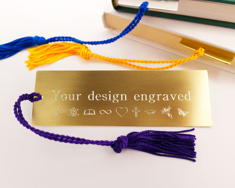 Personalised brass bookmark, custom bookmark, engraved bookmark, personalised gift, gold bookmark, gold anniversary gift, bookworm gift